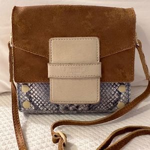 HAMMITT “Joe” Small Crossbody Bag - Tan/Cream/Blue Snakeskin w/ Dustbag